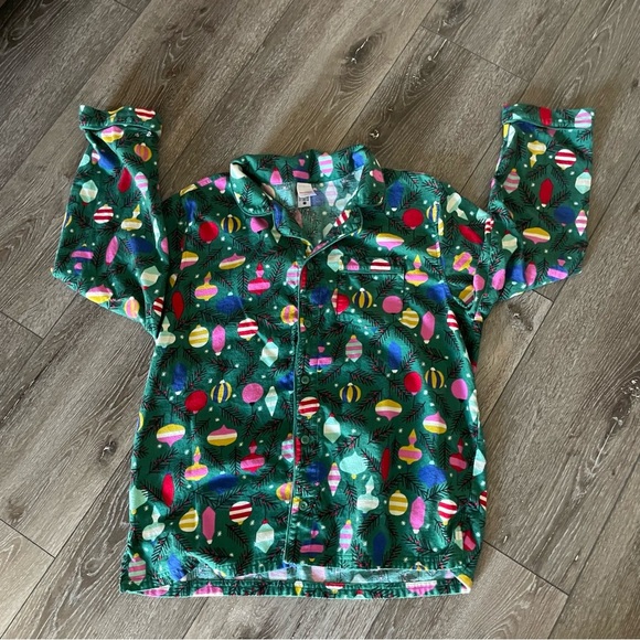Hanna Anderson Christmas Flannel Pajama set unisex Top Large Bottom Medium - Picture 2 of 7